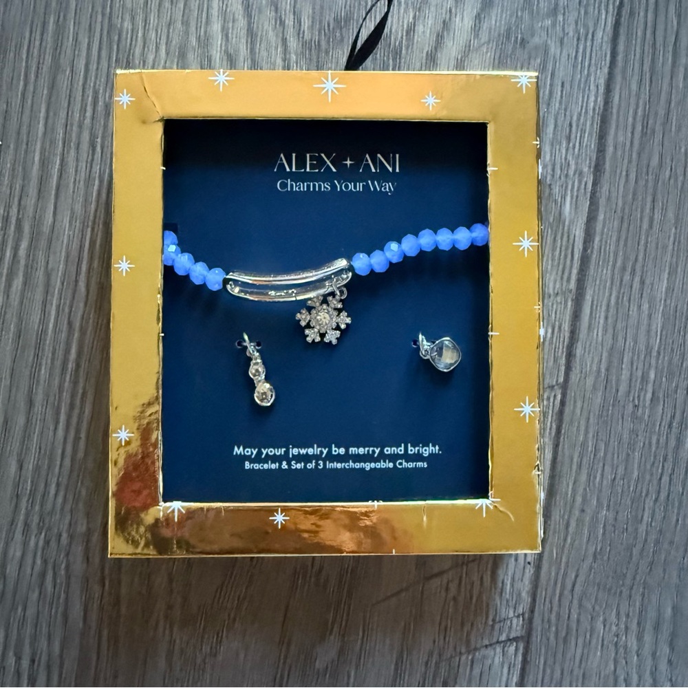 Alex and Ani Light Blue Charm Bracelet